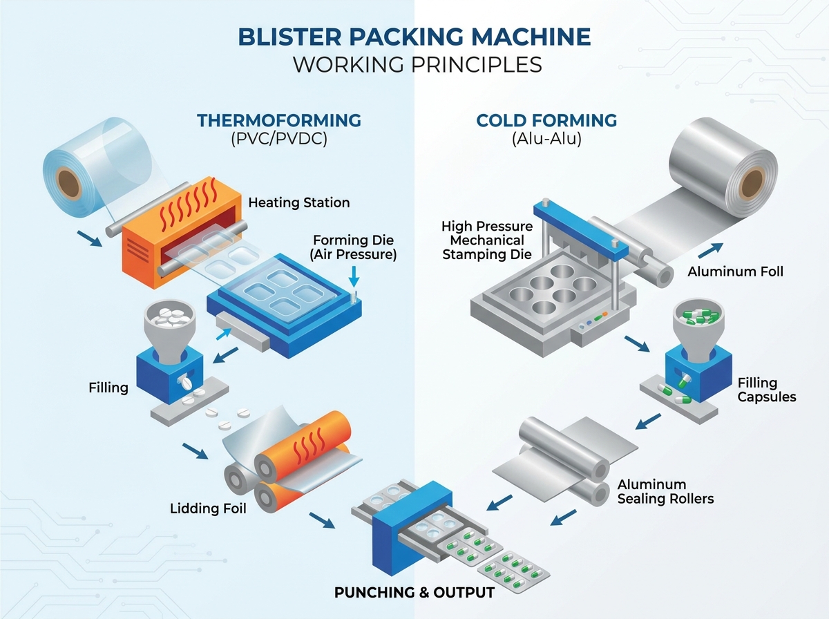 Blister packing machine operation and components